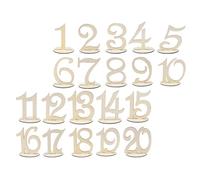 NUOBESTY 20 Números de Madera para Recepción de Boda Base Estable, Reutilizables para Mesa de Fiesta y Restaurante, Accesorio de Boda Práctico para Decoración de Eventos y Banquetes