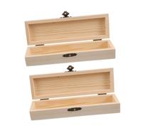 NUOBESTY 2piezas Estuche de Madera para Lápices DIY de Organizador de Papelería Pintura Caja Duradera sin Terminar Tapa Abatible para Guardar Artículos de Arte y Uso Escolar