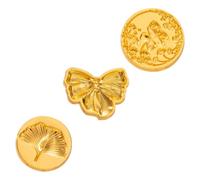 NUOBESTY 3 Piezas Cabezal de Sello de Cera Vintage de Aleación Dorado Diseño Irregular, Reemplazo Fácil para Sobres E Invitaciones de Boda