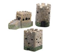 NUOBESTY 3 Piezas De Resina Detallada De La Gran Muralla Y Los Castillos, Decoración De Mesa De Arena, Castillos Cuadrados Y Redondos, Decoraciones, Figuras De Paisajes En Miniatura.
