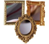 NUOBESTY 3 Piezas Espejo de Casa en Miniatura Dorado para Decoración del Hogar y Accesorios - Pequeño Espejo de Pared para Artesanía - Oro Mini
