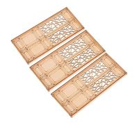 NUOBESTY 3 Piezas Miniature Dollhouse Double Doors Durable Wooden DIY Furniture Accessories Traditional Chinese Hui Style Architectural Model Beige