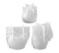 NUOBESTY 3 Piezas Molde de Silicona 3d de Ave de Corral para Chocolate y | Uso en Repostería y Pascua, Textura Vívida, Reutilizable, Blanco, para Velas, Jabón y Yeso