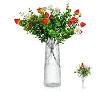 NUOBESTY 3 Piezas Ramas de Eucalipto Artificial con Simulación de Fresa, Material Plástico, Tacto Realista y Duradero para Decoración de Bodas y Áreas de Comedor