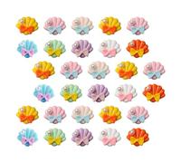NUOBESTY 30 Piezas Accesorios de Resina para Manualidades DIY Conchas de Perla Colores Variados para Decoración Artesanal, Horquillas, Fundas de Teléfono y Bricolaje Color Color Aleatorio