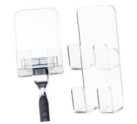 NUOBESTY 3piezas Estante De Almacenamiento Transparente Organizador Para Baño y Cocina Soporte Para Maquinillas De Afeitar y Gancho Autoadhesivo Para Almacenamiento Ducha Para Colgar Afeita