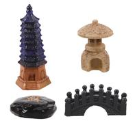 NUOBESTY 4 estatuas de Pagoda en Miniatura: Linterna de Pagoda de Estilo japonés, decoración de Torre China asiática para jardín Zen, microrocalla, Kit de decoración para Interiores y Exteriores.