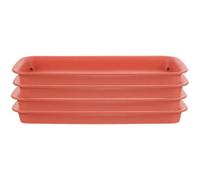NUOBESTY 4 Piezas Bandeja de Agua para Jardinera Rectangular de Plástico Rojo, Platillo Antileak para Macetas, Adecuado para Jardines y Mantener Áreas Limpias