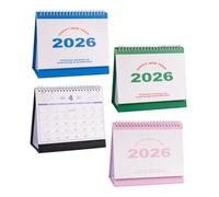 NUOBESTY 4 Piezas Calendario de Escritorio Flip Diseño Inglés Planificador Mensual con Seguimiento de Hábitos para Organización Oficina y Escuela de Unidades Rosa Verde