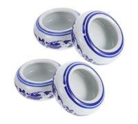NUOBESTY 4 Piezas De Tinta Tintero De Caligrafía China Recipiente Gotero De Porcelana Tazón De Tinta De Impresión Paleta De Pintura Cerámica Porcelana Azul y Blanca Oficina Bandeja