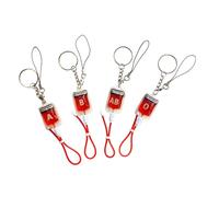 NUOBESTY 4 piezas Llavero Bolsos Originales con Colgante de Tipo de Sangre B Ab O Diseño Único para Llaves y Mochilas Decoración Fácil de Colgar y Quitar