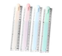 NUOBESTY 4 Piezas Regla Plegable de Plástico Transparente Flexible y Ligera Herramienta Versátil para Dibujo Geométrico para Estudiantes y Escolar