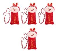 NUOBESTY 4 Piezas sobre Rojo De Dinero De La Suerte Billetera De Dinero De La Suerte Bolsa De Cambio De Conejito Bolsillo De La Tarjeta Monederos Niño Bolso De Noche Algodón Afortunado