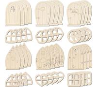 NUOBESTY 48 Piezas Puertas de Hadas de Madera sin Tratar Mini Puertas para Jardín DIY Tablas Lisas para Manualidades Decoración Creativa Proyectos de Bricolaje