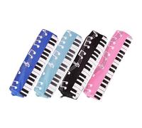 NUOBESTY 4piezas Estuche para Lápices Estudiantes Bolsa Porta Lápices con Notas Musicales Oxford Resistente y Ligero Negro Azul Rosa Diseño Cuadrado Espacioso para Material Escolar