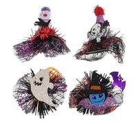 NUOBESTY 4piezas Pinzas Pelo de Halloween para Gatitos y Cachorros Accesorios de Tul Diseño de Bruja para Disfrazar Mascotas el Día de Muertos y Eventos Festivos