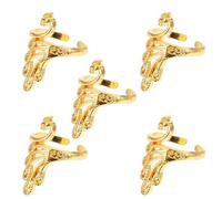 NUOBESTY 5 Piezas Anillo de Pavo Real para Tejer en Aleación de Zinc Dorado, Control de Hilo para Labores de Ganchillo y Tejido Rápido en Proyectos de Manualidades