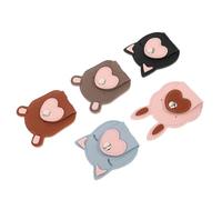 NUOBESTY 5 Piezas Organizador de Cables para Auriculares Enrollador de Cuerda PU Sujetador de Cable para Earbuds con Diseño Animal Portátil para Viaje Oficina y Hogar