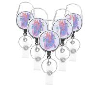 NUOBESTY 5 Piezas Unidades Porta Credenciales Retráctil con Diseño Anatómico de Corazón Clip Giratorio para Enfermeras y Médicos Soporte para Tarjetas de Identificación Profesional