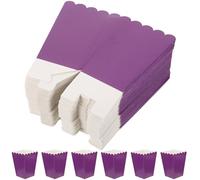 NUOBESTY 50 Cajas para Palomitas de Maíz Plegables de Papel Resistente Grasa Color Morado Contenedor para Dulces y Aperitivos Adecuado para Fiestas y Eventos