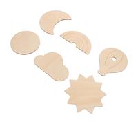 NUOBESTY 6 Piezas Adhesivos de Pared de Madera para Decoración Infantil Diseño de Globo Aerostático, Estrellas, Luna y Nubes, Superficie Lisa Personalizable para Habitación