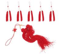 NUOBESTY 6 Piezas Borla Roja para Espada de Tai en Tela, Accesorio para Artes Marciales Función Anti Desprendimiento Adecuado para Competiciones y Decoración Estética