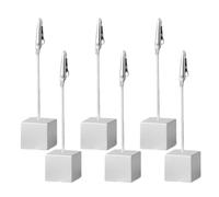 NUOBESTY 6 Piezas Clip para Mensajes Soporte para Tarjetas de Mesa Portafotos para Fotos Rectangular de Resina y Acero Inoxidable Plata Multiusos para Exhibir Fotos y Tarjetas en Mesa