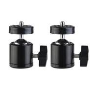 NUOBESTY Adaptador de Montaje para Trípode 1/4 de Metal Negro, Rótula Giratoria 360° para Soporte de Luz de Anillo, 2 Piezas, Accesorio Profesional para Cámara y Vídeo en Directo
