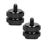 NUOBESTY Adaptador de Zapata de Cámara 1/4 Pulgada-20 Doble Tornillo, Aleación de Aluminio Negro, 4 Piezas para Montaje Estable en Cámara DSLR y Luces LED