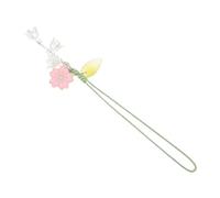 NUOBESTY adorno colgante de trébol acollador cordón del teléfono celular flores con cuentas teléfono encantos estéticos decoración trasera del teléfono vidrio rosa