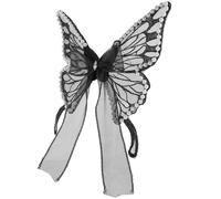 NUOBESTY Adorno para Botella de Vino Alas de Insecto Negras, Decoración Navideña Gasa y Perlas, Accesorio Festivo para Fiestas y Regalos, Mini Decoraciones para Botellas de Vino