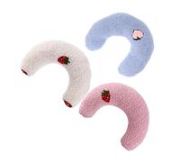 NUOBESTY Almohadas para Gatos en Forma de U Suavidad Acolchada, Pack de 3 Piezas en Tonos Claros, Rosas y Azules, Cojines Protectores Cuello, Ideales para Descanso en Casa, Viajes