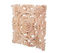 NUOBESTY Apliques de Madera Tallados Mano Decoración sin Pintar con Carácter Chino Fu Accesorios para Puertas Armarios y Paredes Fácil Instalación