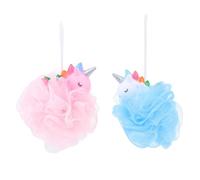 NUOBESTY Bolas de Baño Exfoliantes de Malla en Forma de Unicornio para Niños, Secado Rápido y Limpieza Corporal, Pack de 2 Piezas para Uso Doméstico