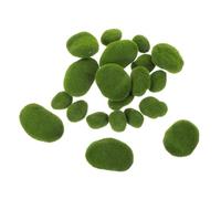 NUOBESTY Bolas Decorativas de Musgo Artificial 25 Piezas, 15 Piedras Pequeñas 3x5 Cm y 10 Grandes 7x9 Cm, Roca Artificial Verde para Decoración de Jardín, Arreglos con Flores, Manualidades