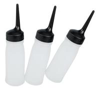 NUOBESTY Botellas Aplicadoras de Tinte Cabello 3 Piezas Botella Exprimible Punta Angular Envases Recargables de PP para Salón Medidor Escala Uso Profesional Peluquería y Tratamientos