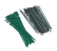 NUOBESTY Bridas para Jardinería Reutilizables 100 Pcs Verdes Hebillas de Fijación de Plástico para Plantas Trepadoras 50 Bridas Largas 17 CM 50 Cortas 135 CM Soporte Ajustable para