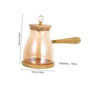 NUOBESTY Cafetera Turca de Vidrio con Asa Resistente al Calor Tetera Griega Cezve para Infusión Manual de Café y Té Calentador para Leche y Cocina Hogar