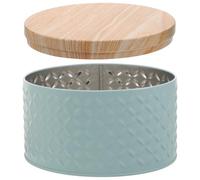 NUOBESTY Caja de Galletas de Hierro Redonda Azul Tapa Contenedor Metálico Decorativo para Almacenamiento de Dulces Aperitivos y Frutos Secos Adecuado para Obsequio y Conservación en