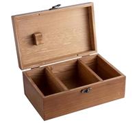 NUOBESTY Caja de kit de costura de madera, estuche portátil para agujas y alfileres, almacenamiento multiuso, 21.5x13.5x9 cm, para costura artesanal