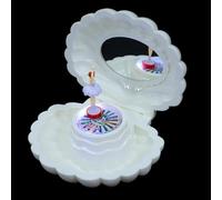 NUOBESTY Caja Musical en Forma de Concha Blanca Luces Multicolor Caja Joyero Giratoria para Niñas Obsequio Creativo para Decoración de Dormitorio y Almacenamiento de Joyas