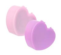 NUOBESTY Caja Organizadora Doble Capa en Forma de Corazón para Niñas, Joyero Pequeño con Espejo y Tapa, Almacenamiento para Accesorios de Cabello y Baratijas, Set 2 Piezas en Rosa y