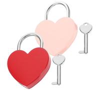 NUOBESTY Candado de Corazón para Equipaje y Cajas de Seguridad Mini Cerradura Llave Juego de 2 Candados Grandes en Rojo y Rosa Adecuado para Diario Mochilas y Obsequio de San Valentín
