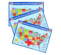 NUOBESTY Carteles de Geografía 3 Piezas Mapa de Estados Unidos para Decoración Educativa en Aulas y Habitaciones Infantiles