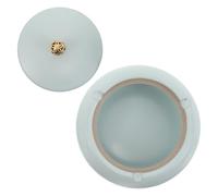 NUOBESTY Cenicero de Cerámica con Tapa Antiviento para Exterior Interior Compacto y Portátil para Patio Oficina y Decoración de Mesa