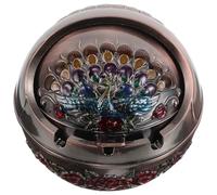 NUOBESTY Cenicero Retro de Metal con Tapa para Patio y Comedor, Estilo Europeo Clásico, Anticaídas y Decorativo Hogar