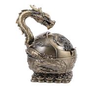 NUOBESTY Cenicero Vintage a Prueba de Viento con Tapa, Metal de Bronce Antiguo, Diseño Portátil Decorativo para Oficina y Balcón, Accesorio Artístico y Funcional para Hogar, Obsequio Elegante