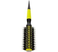 NUOBESTY Cepillo de Pelo Portátil Rodillo y Cerdas de Jabalí, Tamaño Mediano, Mango Antideslizante, para Cabello Rizado y Corto, Uso en Viaje y Cuidado Diario, Color Amarillo, 16 Columnas