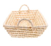 NUOBESTY Cesta Decorativa de Almacenamiento Tejida en Estilo Pastoral Material de Hoja de Maíz, Organizador Práctico y Lindo para Juguetes y Pan en Espacios de Vestir