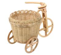 NUOBESTY Cesta Decorativa Mini Triciclo de Bambú para Escritorio y Mesa | Diseño Creativo, Acabado Liso y Trenzado Fino, Adecuado para Llaves, Brochas y Estantería